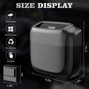 Universal Mini Car Trash Bin Hanging Storage Box Waterproof Portable Waste Container Auto Parts Interior Accessories