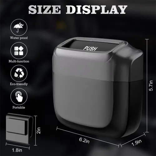 Universal Mini Car Trash Bin Hanging Storage Box Waterproof Portable Waste Container Auto Parts Interior Accessories