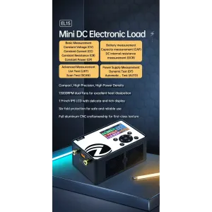 ALIENTEK EL15 Programmable Electronic Load Meter 150W Testing Tool High Precision Battery Capacity Measurement Voltage Range 0.1V to 60V Current Range 0A to 12A Compact Design IPS LCD Display