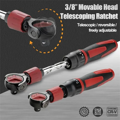 3/8 Drive Ratchet Wrench Flexible Head 72 Tooth Steel Quick Release Reversible Switch High Precision Tool Heavy Duty