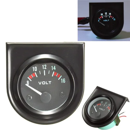 Green Shell 2  52mm Car Voltage Gauge Voltmeter Universal Pointer Voltmeter Automotive Automatic Measuring Range
