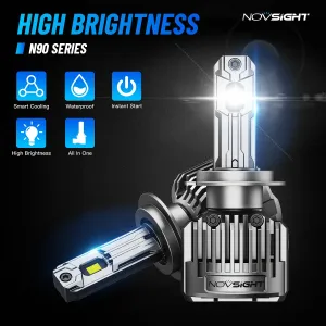 NOVSIGHT A500-N90 180W 36,000LM/Pair High Power Car LED Headlights 6500K Bright White