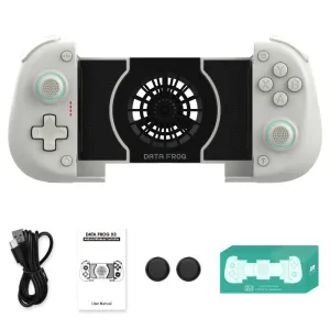 DATA FROG X3 Stretchable Game Controller Wired bluetooth Gamepad with Cooling Fan Dual Hall Effectis Vibration Turbo Function Compatible with 3.94-inch to 6.89-inch Moile Phone