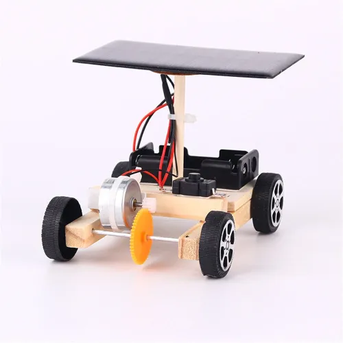 Wooden Solar Electric Vehicle Model Assembly Kit DIY Children's Science Experiment Education Puzzle Toy Student Technology Small Production