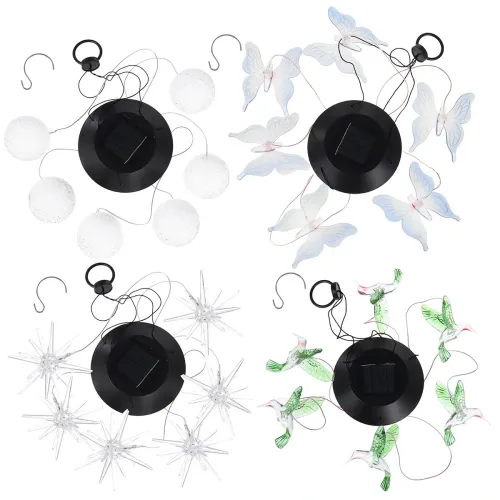 6cm Ball/Hummingbird/Sea Urchin/Butterfly Solar Wind Chime Light Waterproof Home Bedroom Decoration Supplies