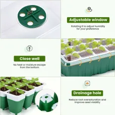 5 Packs Seed Starter Tray Kit with Enhanced Humidity Control System Reusable Silicone Trays 60 Dynamic Growth Cells 4 Spectrum Lights Effective Drainage Holes for Optimal Plant Growth