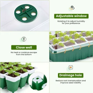 5 Packs Seed Starter Tray Kit with Enhanced Humidity Control System Reusable Silicone Trays 60 Dynamic Growth Cells 4 Spectrum Lights Effective Drainage Holes for Optimal Plant Growth