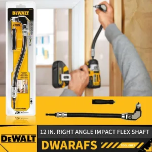 DWARAFS-Z for DEWALT 12in Right Angle Impact Flex Shaft 300MM Flexible Shaft True 90 Degree Head Fast Loading Head Magnet Support Hex Shank Extended Torque Control