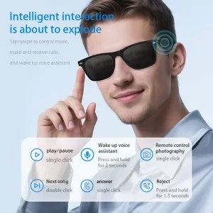 Senbono A01 Smart bluetooth Glasses bluetooth 5.3 100+ Language Translation AI Noise Reduction Hands Free Voice Control UV Protection Semi-Open Ear Audio Glasses