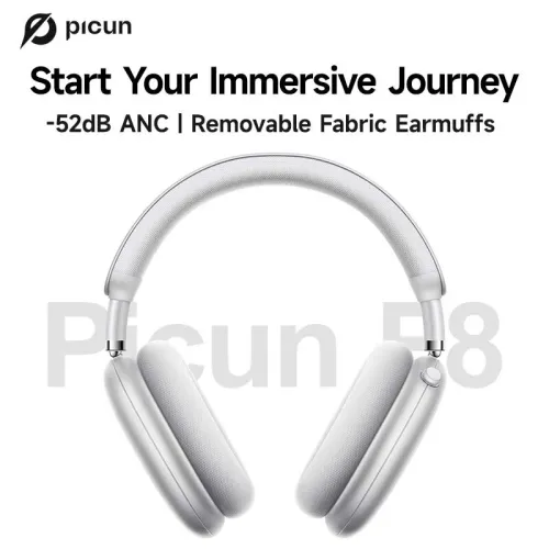 PICUN F8 Pro Wireless bluetooth 5.4 Headset Dual Noise Reduction Headphone ANC ENC Noise Cancelling 40mm Titanium-Plated Diaphragm Speaker AAC Audio 140H Playback Low Delay Removable Earmuffs Headphones with Mic
