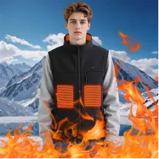 TENGOO 9 Zones Heating Vest for Men USB Charging Thermal Electric Heated Sleeveless Stand Collar Coat Washable