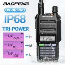 Baofeng UV-9R Pro V2 High Power Long Range Walkie Talkie 128 Channels Tri-Power Multi-band Wireless Copy Frequency IP68 Waterproof Type-C Rechargeable Ham Two Way Radio with Flashlight