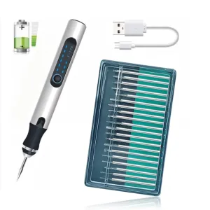Electric Engraving Pen Kit Portable Mini Nail Rig Tool DIY Spin Etch Pen for Engraving Glass Metal Jewelry Wood Stone Nail Art