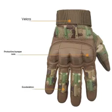XANEMen's Hard Shell Protective Touchscreen Tactical Gloves Anti-Slip Palm Nylon Blend Breathable Hiking Trekking Outdoor Sports Summer Winter Adjustable Closure Rugged Knuckle Protection