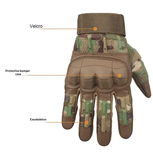 XANEMen's Hard Shell Protective Touchscreen Tactical Gloves Anti-Slip Palm Nylon Blend Breathable Hiking Trekking Outdoor Sports Summer Winter Adjustable Closure Rugged Knuckle Protection