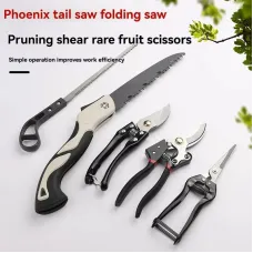 5-in-1 Garden Tool Set Stainless Steel Folding Saw Pruning Shears Gardening Kit Alloy Steel Compact Portable Multipurpose for Twigs Branches Vines Gardening Essentials