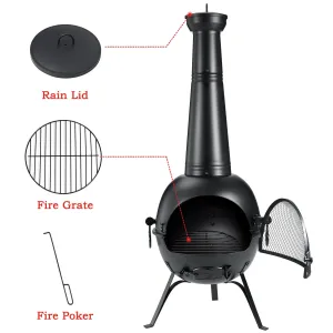 Singlyfire 54.5 Inches Fire Pit Chimenea Fireplace Cast Iron Outdoor Fireplace Garden Treasures Cast Iron Wood Burning