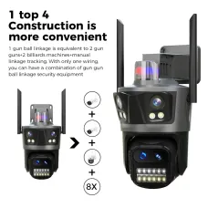 Hiseeu WF114 8MP 4K WiFi IP Camera Outdoor 8x Zoom Four Lens & Three Screen Auto Tracking Home Security CCTV Surveillance camera