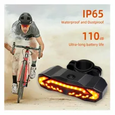 BIKIGHSmart Brake Sensing Bike Taillight 1500mAh Battery Adjustable Parameters Alarm Rear Light 6 Light Modes USB-Rechargeable IP65 Waterproof Bicycle Rear Light with 110dB Horn Wireless Remote