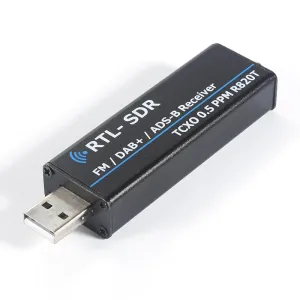 RTL SDR Receiver USB Tuner with RTL2832U+R820T2 Chipset Extensive Operating Frequency 100KHz to 1766MHz Multiple Receiver Modes High Dynamic Range Independent Antenna Inputs for Enhanced Signal Reception