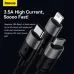 Baseus 3.5A USB-A to Micro/iP/Type-C Cable Fast Charging Data Transmission Tinned Copper Core Line 0.6M Long for iPhone 12 13 14 14 Pro 14Pro Max for Samsung Galaxy S23 for Xiaomi 13pro for Redmi K60