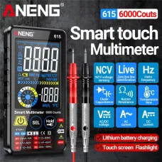 Aneng 615 Smart Multimeter 6000 Counts AC DC Voltage Current Tester Temperature View Lithium Battery Rechargeable Touchscreen High Precision Portable Electrical Measuring Device