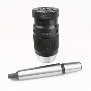 HT2942 MT2-B16 Arbor Self-Tightening Keyless Lathe Drill Chuck 1-13mm Capacity 45# Steel for Drill and Milling Machines