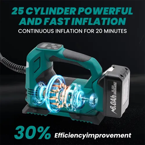 Cordless Tire Inflator For 18V Lithium Battery BL1815 BL1830 BL1840 BL1850 Wireless Air Pump Power Tool Battery