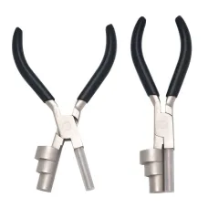 6" Wire Bending Pliers Stainless Steel Jaws Triple Barrel 13mm 17mm 22mm Jewelry Making Tool with Padded Grips