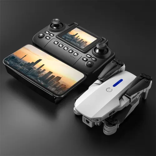 YLR/C E88 / E88D WiFi FPV with LCD Screen Controller HD Dual Camera Lighting Arms Optical Flow Positioning Colorful LED Light Foldable RC Drone Quadcopter RTF