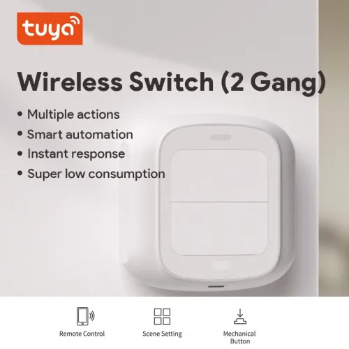 TUYA WiFi/Zigbe 2 Gangs Smart Scene Switch Wireless Remote Control Smart Home Automation Scenario Switch