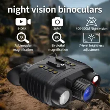 IPRee NV8360 4K 36MP Infrared Night Vision Binoculars 4500mAH Battery 8X Digital Zoom 500 Meters Darkness Goggles with Tactical Flashlight