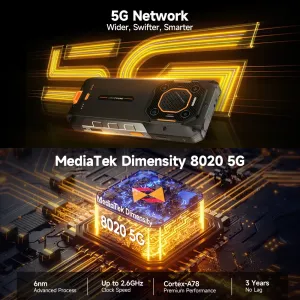 Ulefone Armor 26 Ultra 5G 200MP Quad Camera 64MP Night Vision 121dB Thunder Speaker 15600mAh 120W Fast Charge 24GB 512GB Dimensity 8020 NFC 6.78 inch 120Hz IP68 IP69K Waterproof Rugged Smartphone