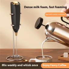 Comfook 2-in-1 Electric Milk Frother Handheld Egg Beater Wireless Mini Foam Maker for Coffee Battery Operated Whisk & Stirrer for Drinks