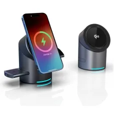 MOYI CBT-10 15W 3-in-1 Wireless Charger Fast Wireless Charging Station for Smart Phone for iPhone 17 Pro 16 Pro Max 15 14 13 for Xiaomi 17pro for Samsung Galaxy Z Trifold for Huawei Mate XTs for OPPO for Apple Watch for Airpods Pro