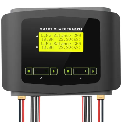 HTRC C6X2 AC 150W DC 240W Dual Channel LCD Screen Lipo Charger RC Balance Discharger for 1~6S LiPo LiFe Lilon 1~15S NiCd NiMH Battery