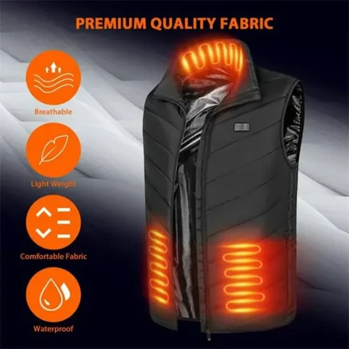 TENGOO 9 Areas Electric Heated Vest for Men Women Washable Outdoors Winter Warm 2-control Heating Clothing
