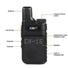 2pcs KSUN X-M6 6W Portable Walkie Talkie Mini Two Way Radio UHF 400-480 MHZ PMR 446 Transceiver Intercom with Internal Antenna