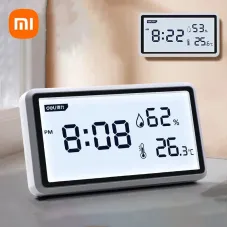 2Pcs Deli Electronic Thermometer Hygrometer Weather Station with High Precision 0.1 Temperature Humidity LCD Display Clock Function Long Battery Life- Ultimate Indoor Weather Monitoring Station