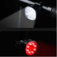 BIKIGHQ9 Bike Light Set Bicycle Headlight 1500mAh Battery 8 Light Modes Type-Rechargeable IP65 Waterproof Bicycle Front Light with Taillight for Outdoor Cycling