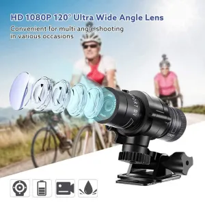 XANE1080P Bicycle Helmet Camera 120 Wide Angle Bicycle Sports Camera IPX6 Waterproof Mini Motorcycle Helmet Camera Car Video Recorder Outdoor DV Video Camera
