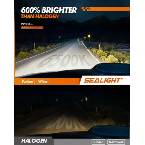SEALIGHT X3S Pair 100W LED Headlight Bulbs 6500K Cool White 24000LM IP67 Waterproof with Adjustable Lock Ring