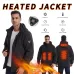 TENGOO HJ-04B 4 Zones Heated Jacket -3-Gear Thermal, with Digital Display, Windproof & High Neck Hooded, Unisex Comfort Coat for Winter Hiking Outdoor Sport