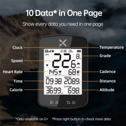XOSG2 Plus Bicycle Computer Wireless With Bluetooth ANT+ Cycling Speedometer IPX7 Waterproof Bike Odometer Stopwatch Bike Accessories for MTB Road Cycle/City Bike