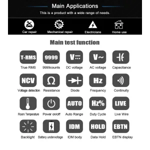 BSIDE A10 Mini Smart Multimeter 3.2-inch Color Screen Digital 9999 Counts True RMS Multimeter Built-in Rechargeable Lithium Battery Voltage Tester