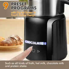 EU/US Direct Electric Milk Frother and Steamer, 9 Functions for Milk Foam Hot and Cold, Hot Chocolate Maker, Milk Warmer for Coffee Latte Cappuccino Macchiato, Food Grade Stainless Steel Detachable Milk Heater