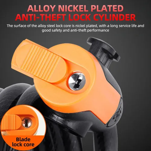 XANEAnti-thief Key Bike Lock 1.2m Length Steel Alloy Tough Protection Waterproof Portable Bicycle Lock for MTB Bicycle Road Bike