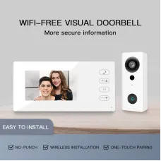 WF006-KP2 Video Doorbell 4.3 Inch IPS Screen Two Way Intercom Night Vision Wireless Installation Secure Connection Long Range Visual Doorbell