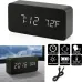 LED Electronic Wooden Alarm Clock Time Temperature Display USB + Battery Dual Power Supply Digital Alarm Clock LED Alarm Clock with Temperature Desk Clocks for Office Bedside Clock