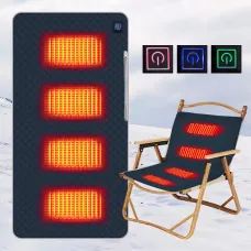 USB Heated Cushion Fast Heating 4 Heated Areas Camping Chair Heated Cushion 3 Adjustable Temperature Heated Chair Cushion Type C/USB Charging for Outdoor Travel